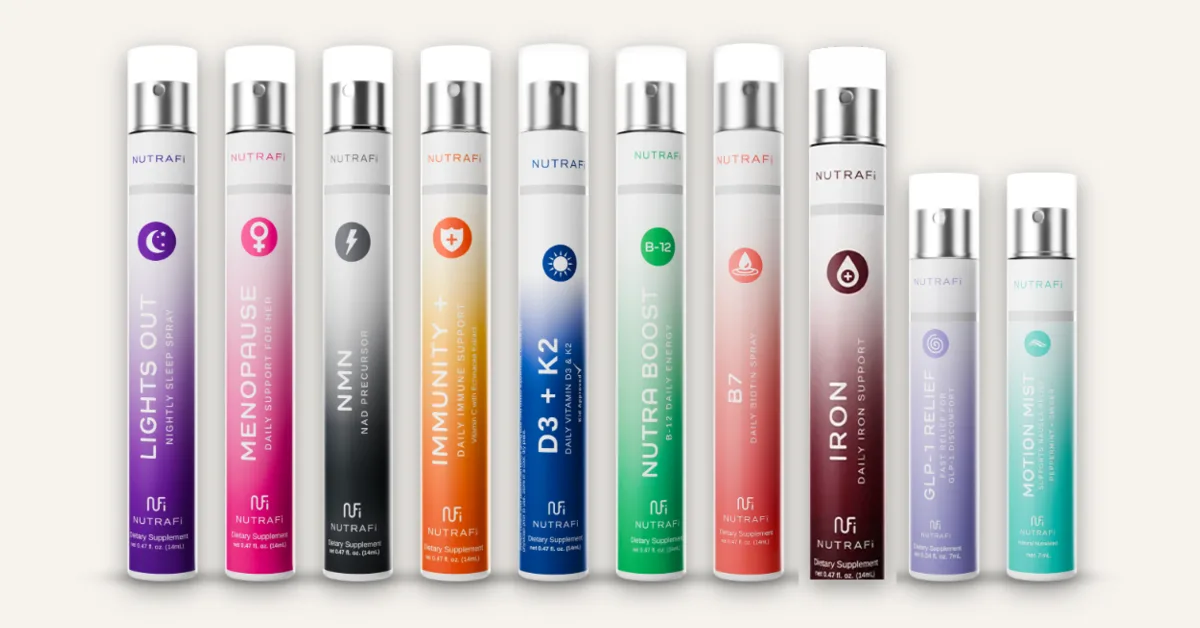 The NUTRAFi oral spray lineup, including Iron